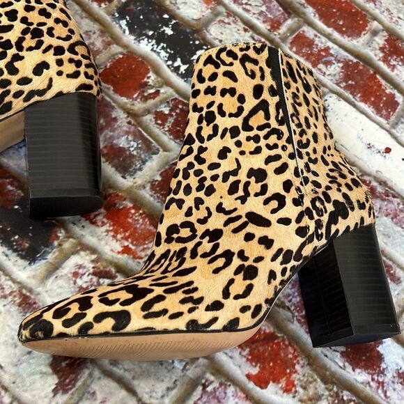 Halogen black brown cheetah fur ankle boots - Picture 7 of 10